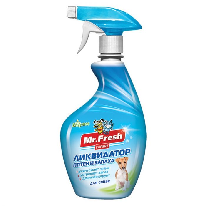 Mr.Fresh Expert 3в1 спрей ликвидатор пятен и запаха от собак - 500 мл удаление пятен Россия 1 уп. х 1 шт. х 1.2 кг Собаки