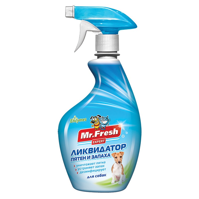 Mr.Fresh Expert 3в1 спрей ликвидатор пятен и запаха от собак - 500 мл удаление пятен Россия 1 уп. х 1 шт. х 1.2 кг Собаки